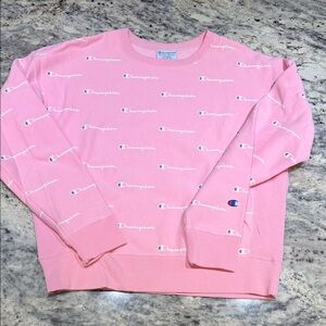 NEW Champion women’s Pink logo Crewneck Sweatshirt size L